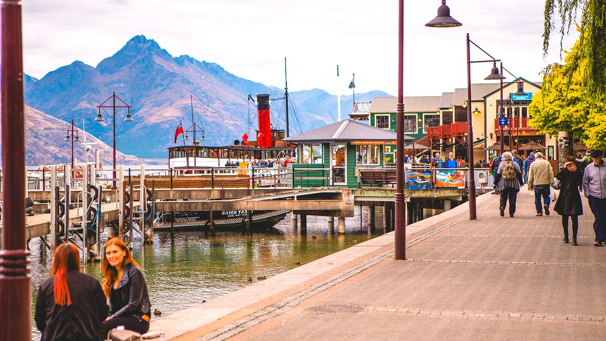 Queenstown waterfront — walking into town past the steamer wharf